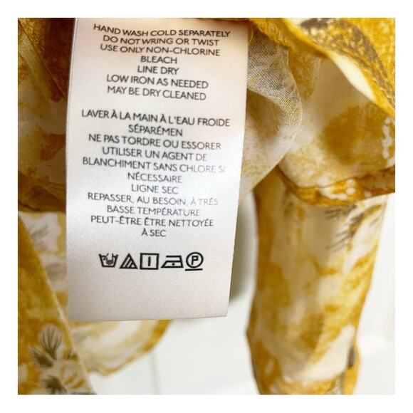 Anthropologie Pilcro Mustard Batik Floral L/S Viscose Blouse - Picture 10 of 10